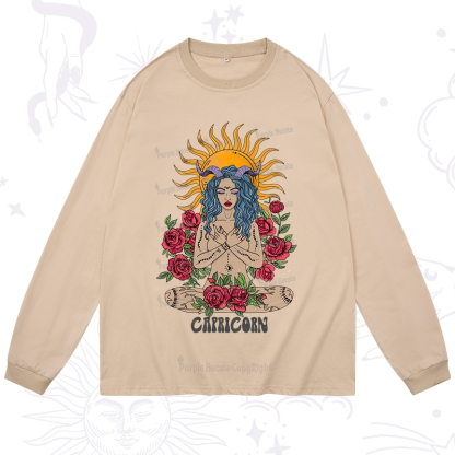 Purplehecate Sun Guardian Of Capricorn Zodiac Long Sleeve T-Shirt