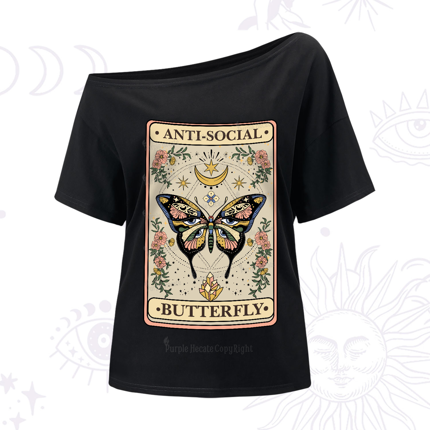 Purplehecate The Anti Social Nutterfly Oracle Card One-Shoulder T-Shirt