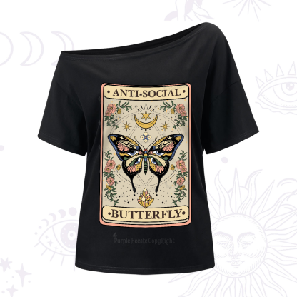 Purplehecate The Anti Social Nutterfly Oracle Card One-Shoulder T-Shirt