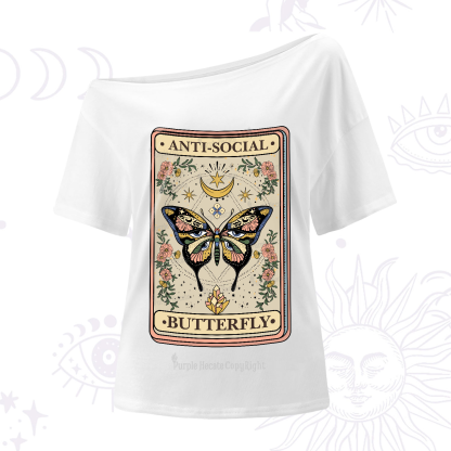 Purplehecate The Anti Social Nutterfly Oracle Card One-Shoulder T-Shirt