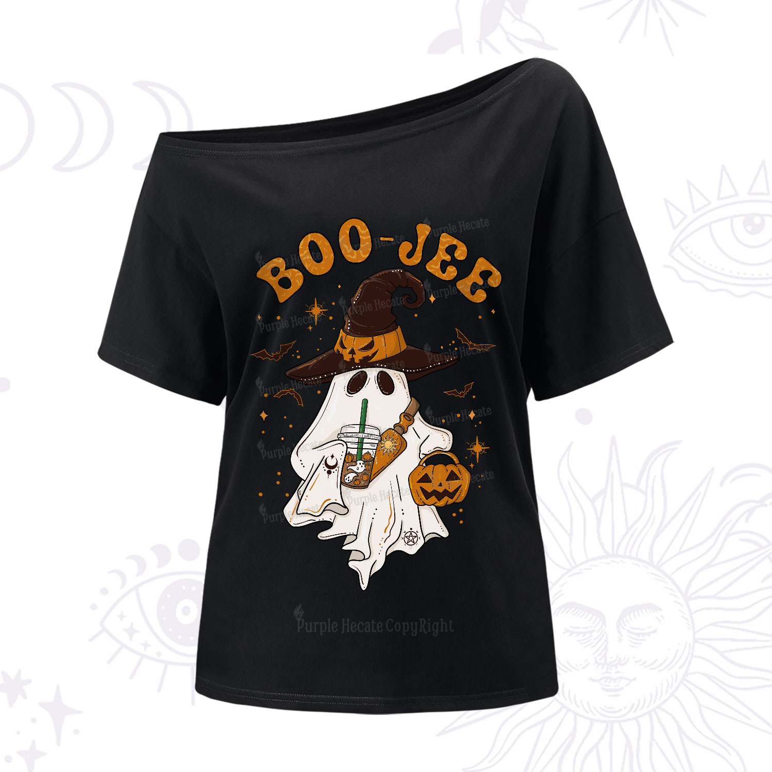 Purplehecate Boo Jee Halloween One-Shoulder T-Shirt