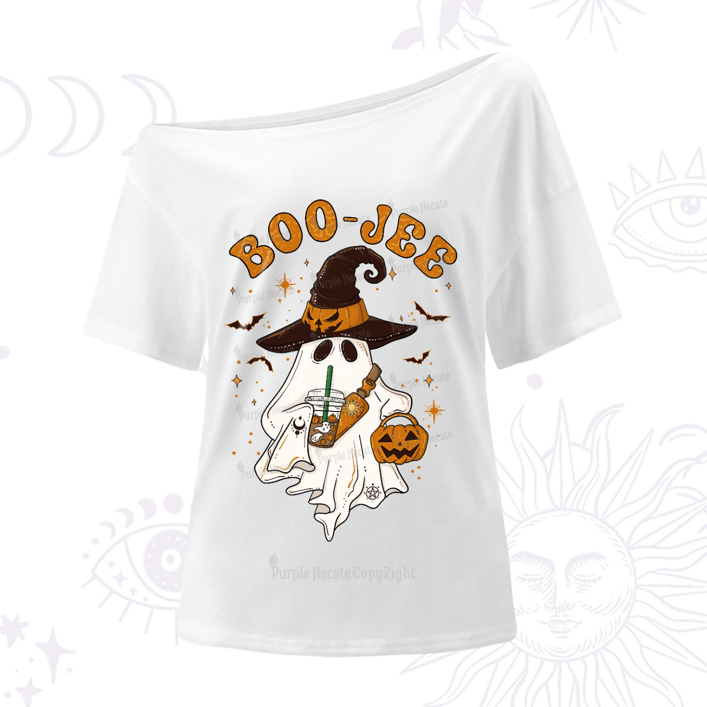 Purplehecate Boo Jee Halloween One-Shoulder T-Shirt