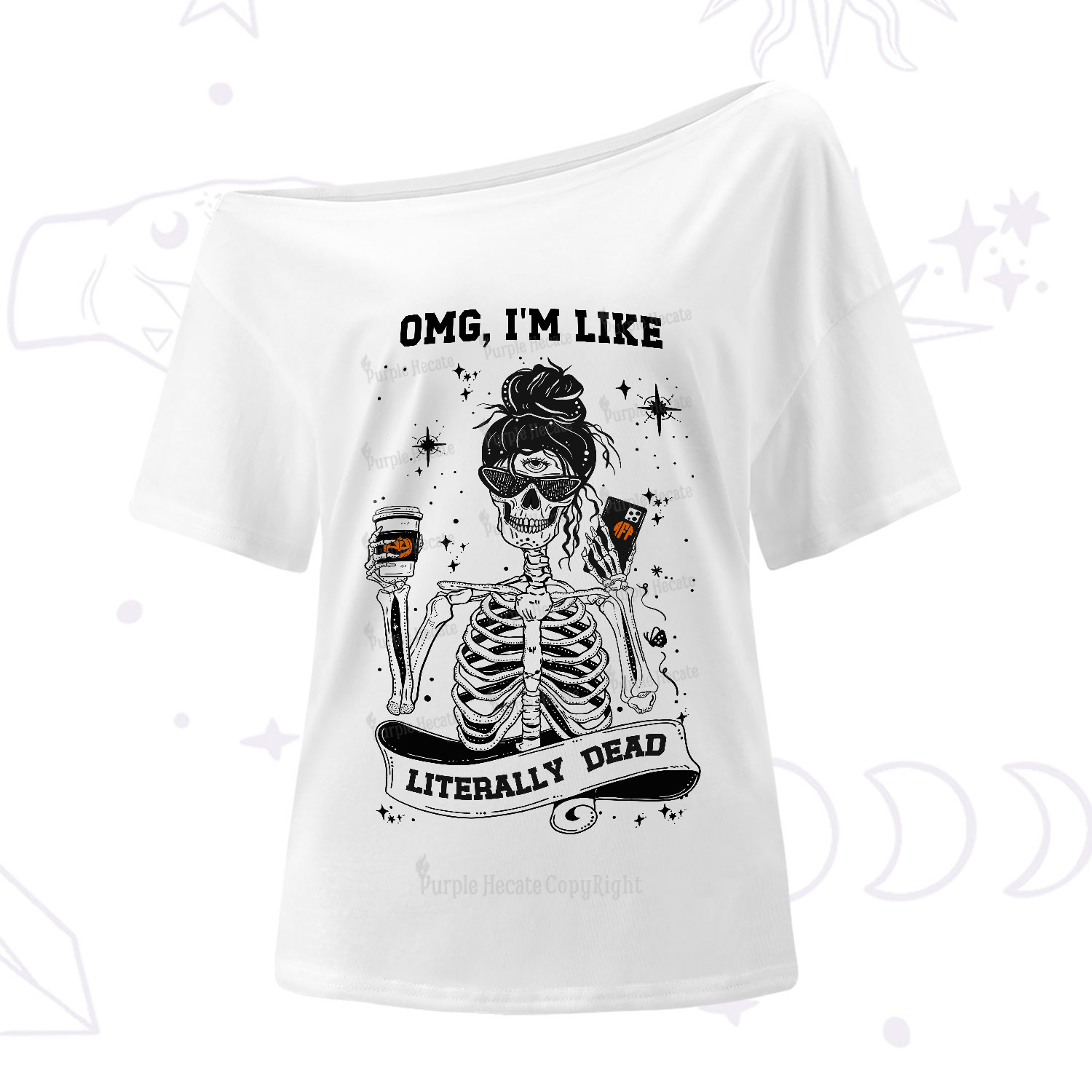 Purplehecate Omg I'm Like Literally Dead Halloween One-Shoulder T-Shirt