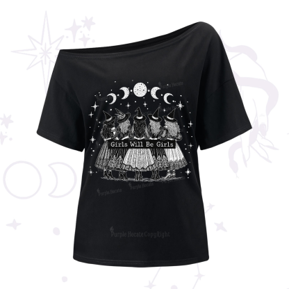 Purplehecate Girls Will Be Girls Witch Power One-Shoulder T-Shirt