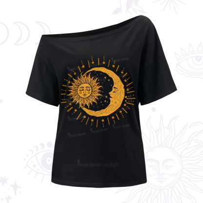 Purplehecate Solar & Lunar Spirit One-Shoulder T-Shirt