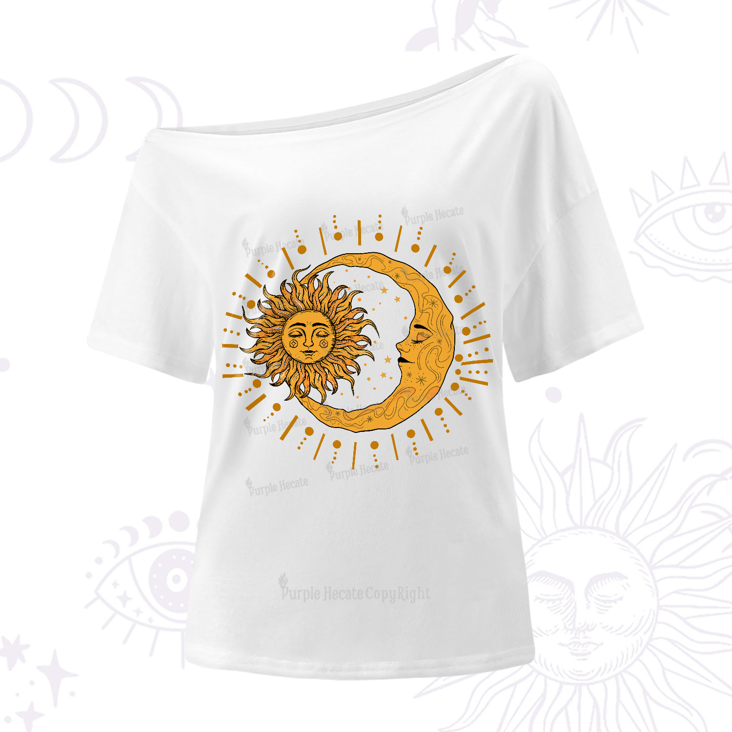 Purplehecate Solar & Lunar Spirit One-Shoulder T-Shirt