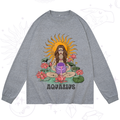 Purplehecate Sun Guardian Of Aquarius Zodiac Long Sleeve T-Shirt