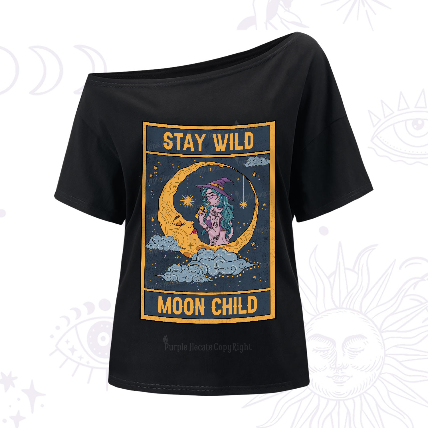 Purplehecate The Stay Wild Moon Child Oracle Card One-Shoulder T-Shirt