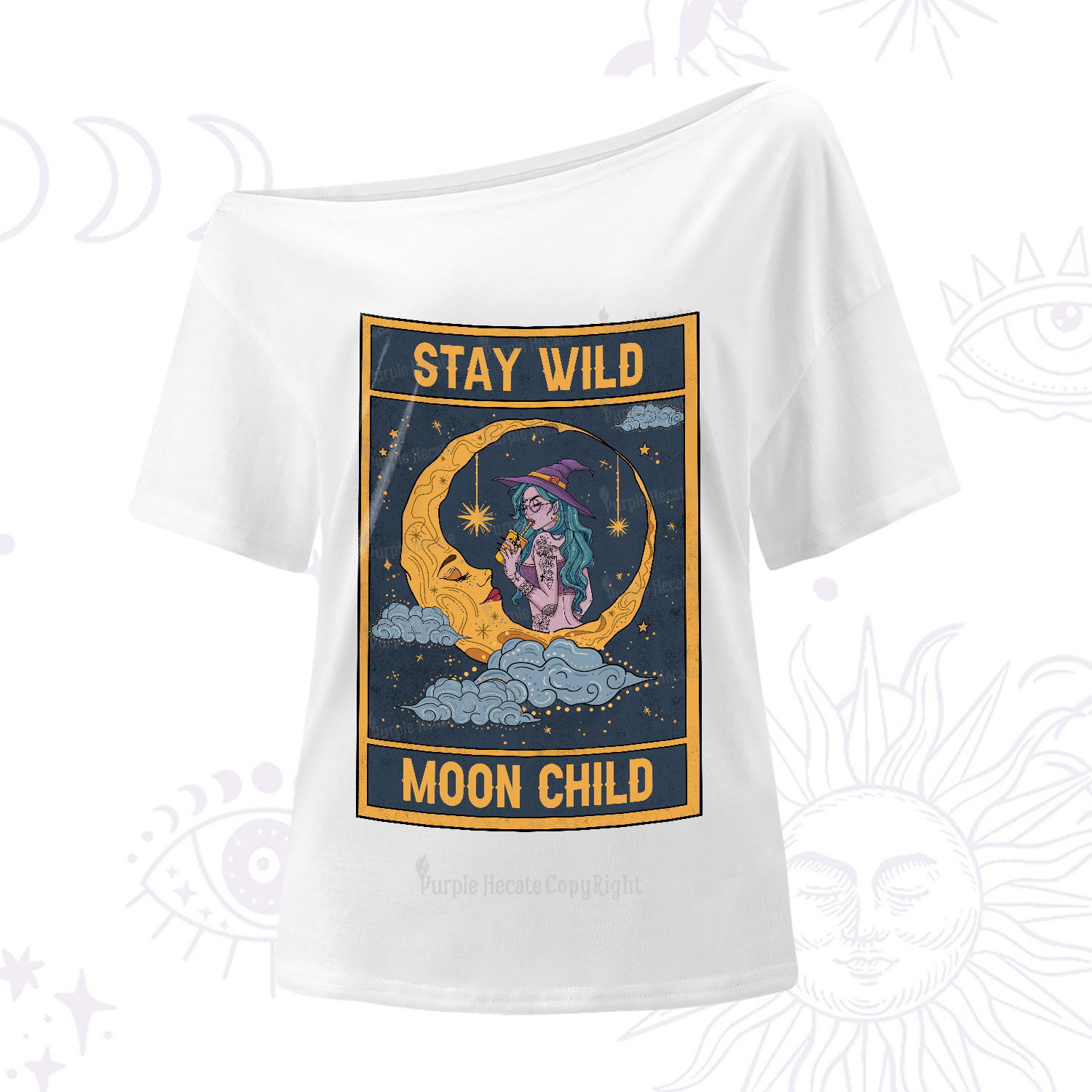 Purplehecate The Stay Wild Moon Child Oracle Card One-Shoulder T-Shirt
