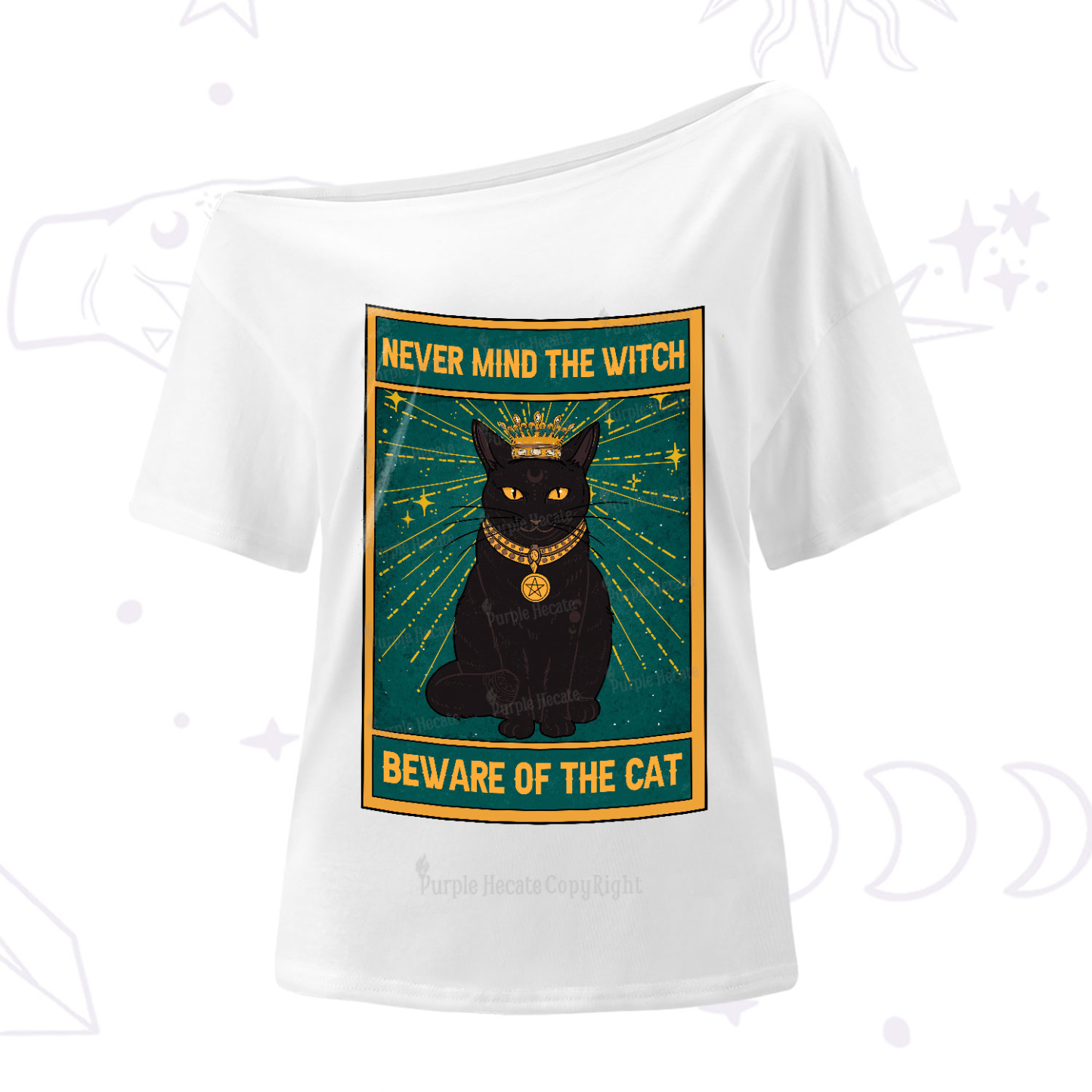 Purplehecate The Never Mind The Witch Beware Of The Cat Oracle Card One-Shoulder T-Shirt