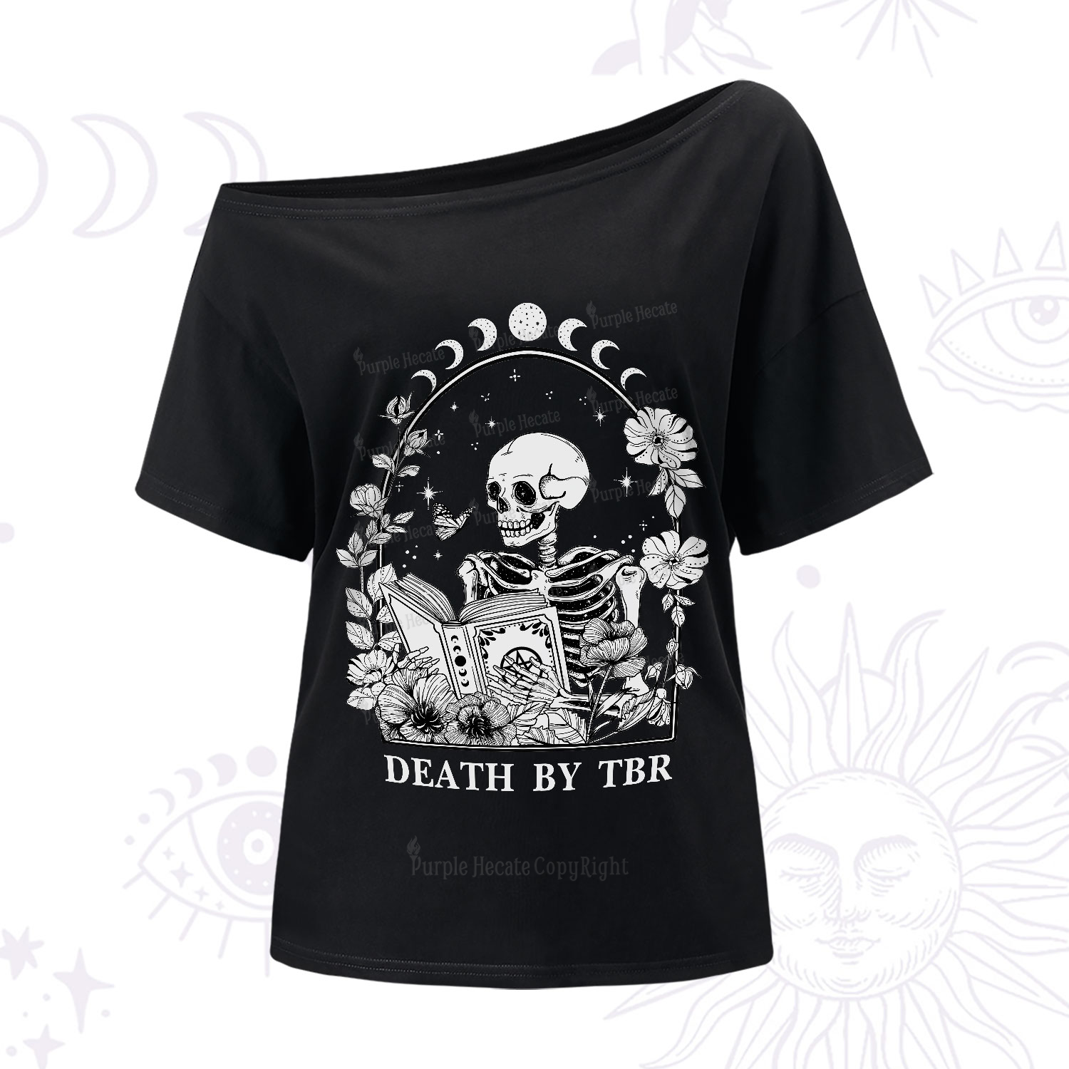 Purplehecate Death By TBR One-Shoulder T-Shirt