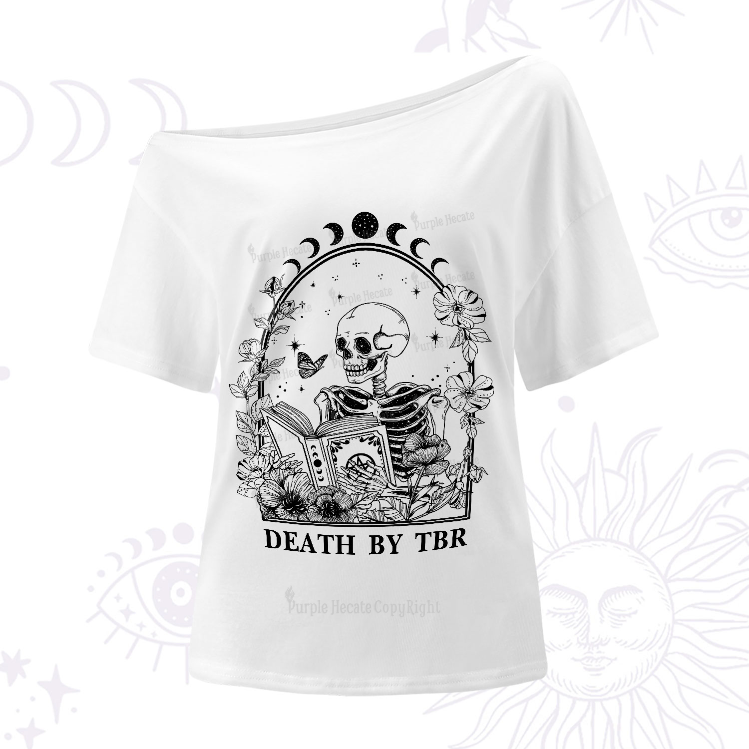 Purplehecate Death By TBR One-Shoulder T-Shirt