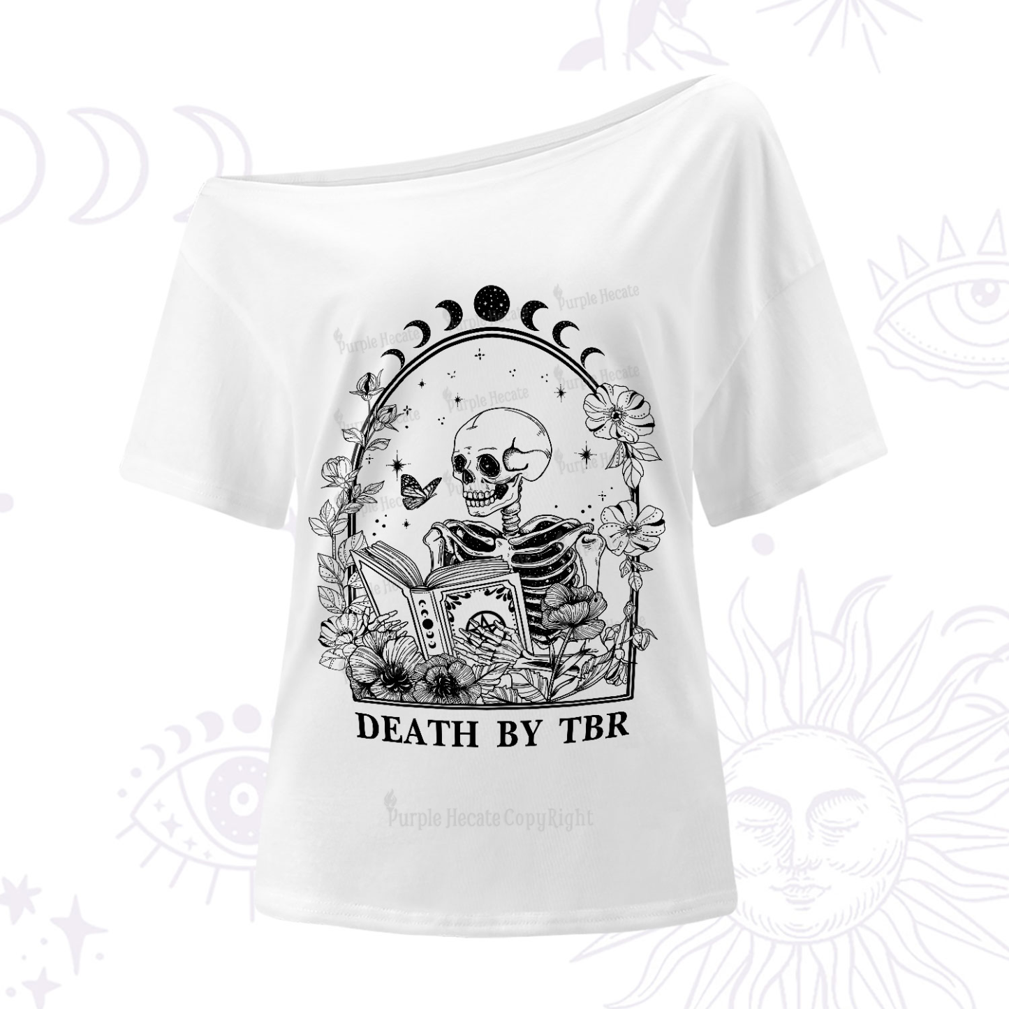 Purplehecate Death By TBR One-Shoulder T-Shirt