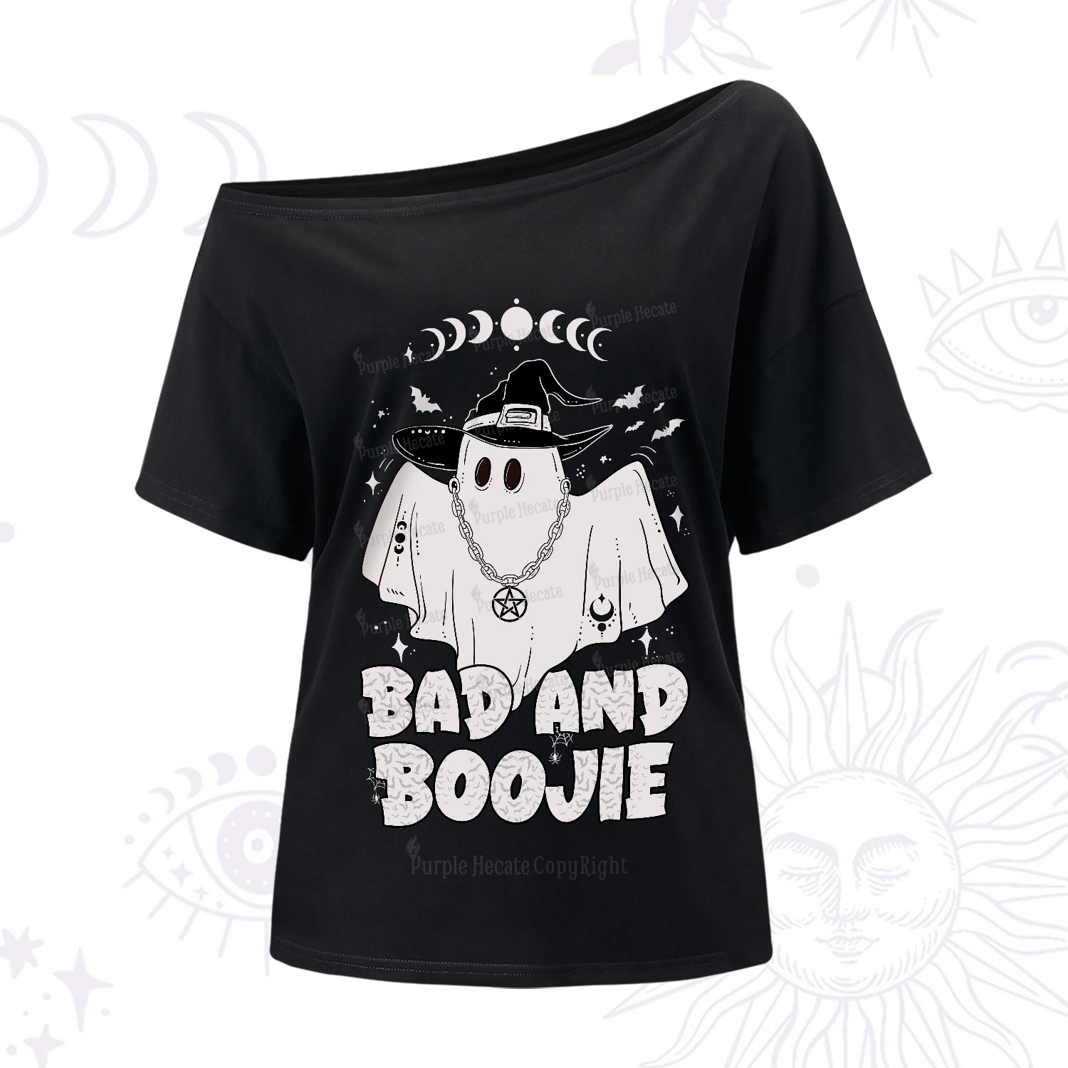 Purplehecate Bad and Boo Jee Halloween One-Shoulder T-Shirt