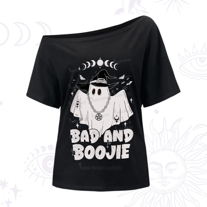 Purplehecate Bad and Boo Jee Halloween One-Shoulder T-Shirt