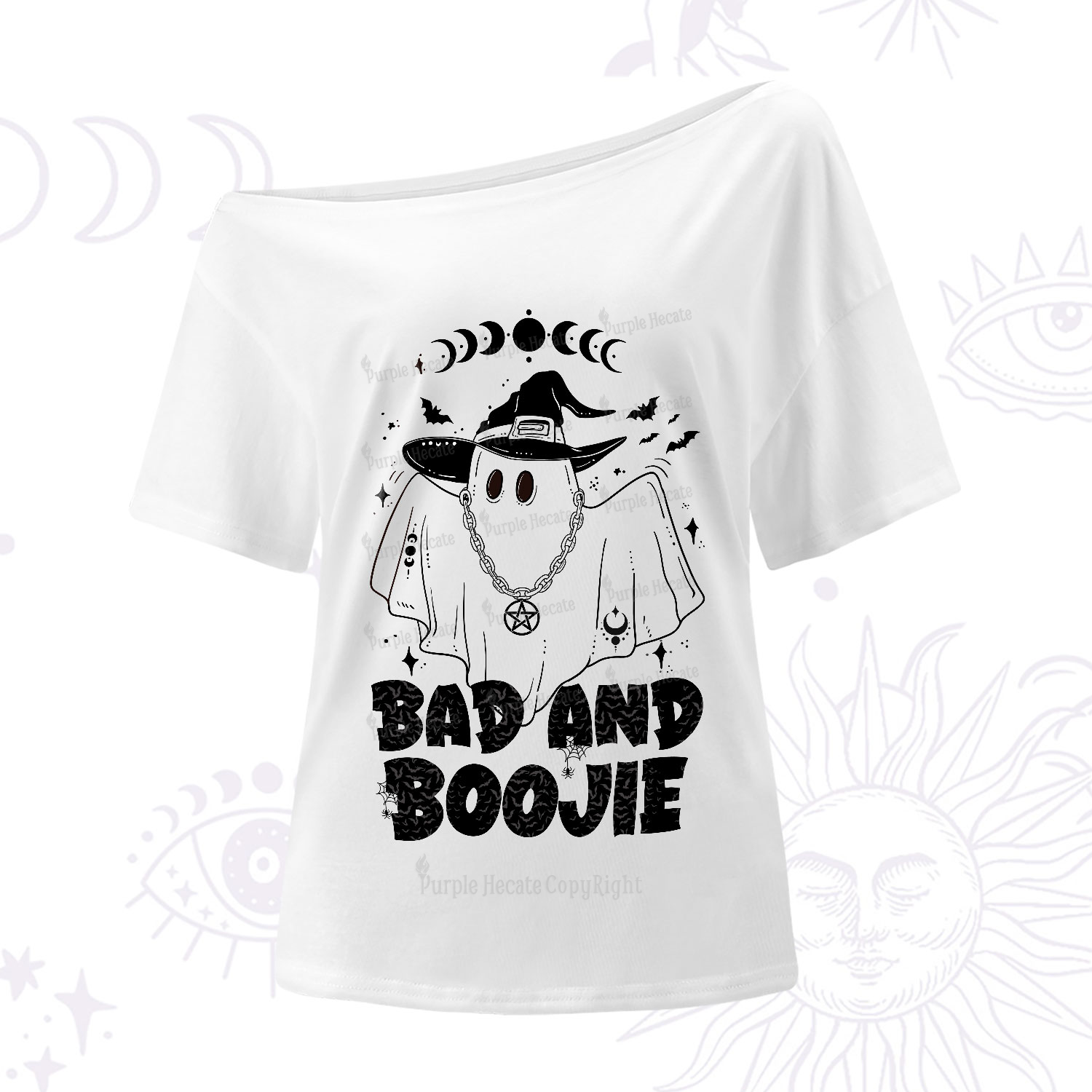 Purplehecate Bad and Boo Jee Halloween One-Shoulder T-Shirt