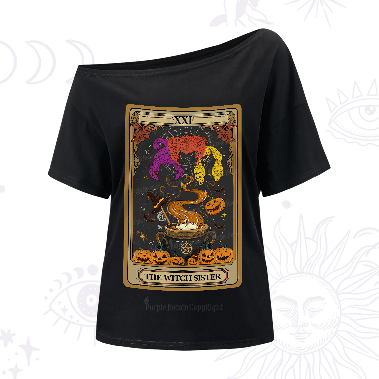 Purplehecate The Witch Sister Tarot Halloween One-Shoulder T-Shirt