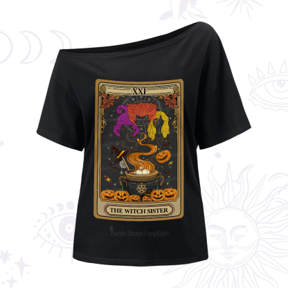 Purplehecate The Witch Sister Tarot Halloween One-Shoulder T-Shirt
