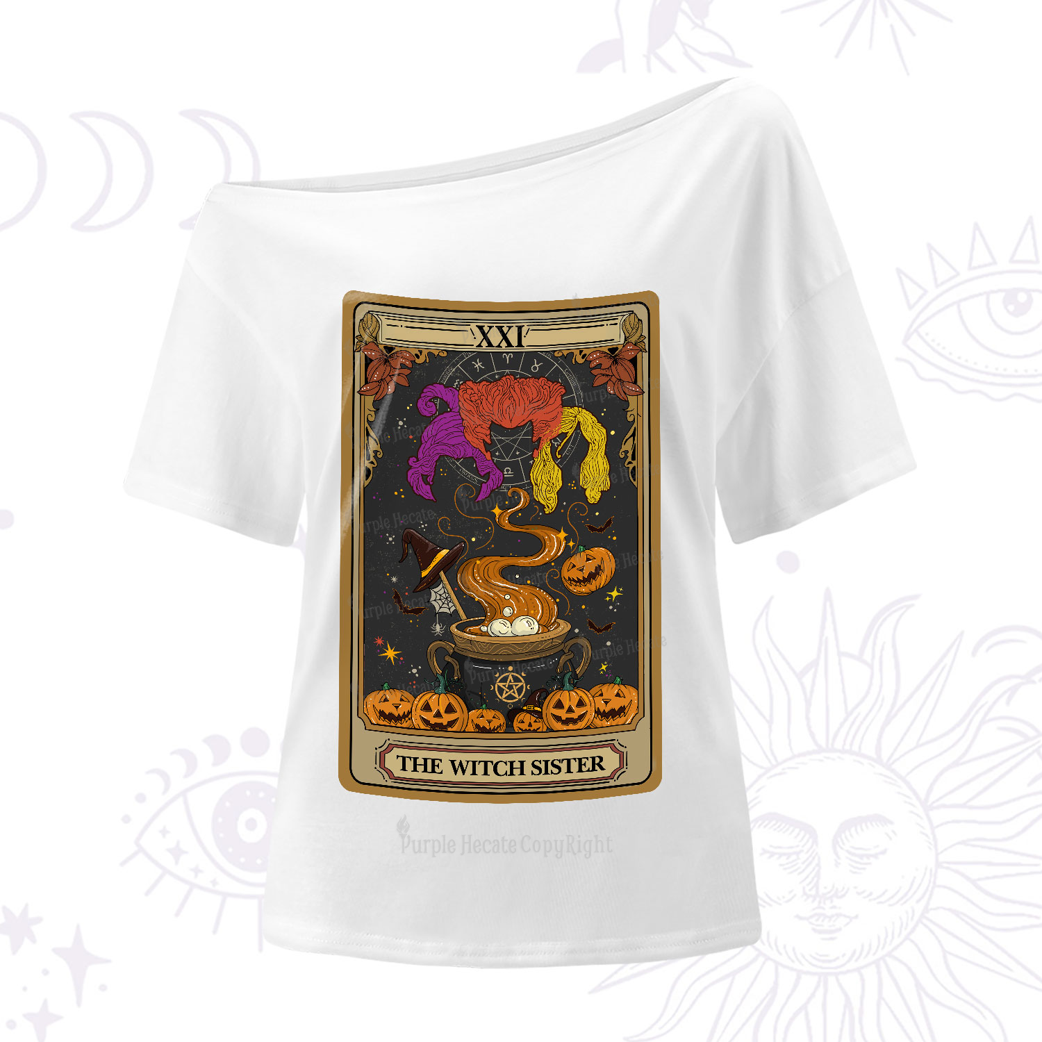 Purplehecate The Witch Sister Tarot Halloween One-Shoulder T-Shirt