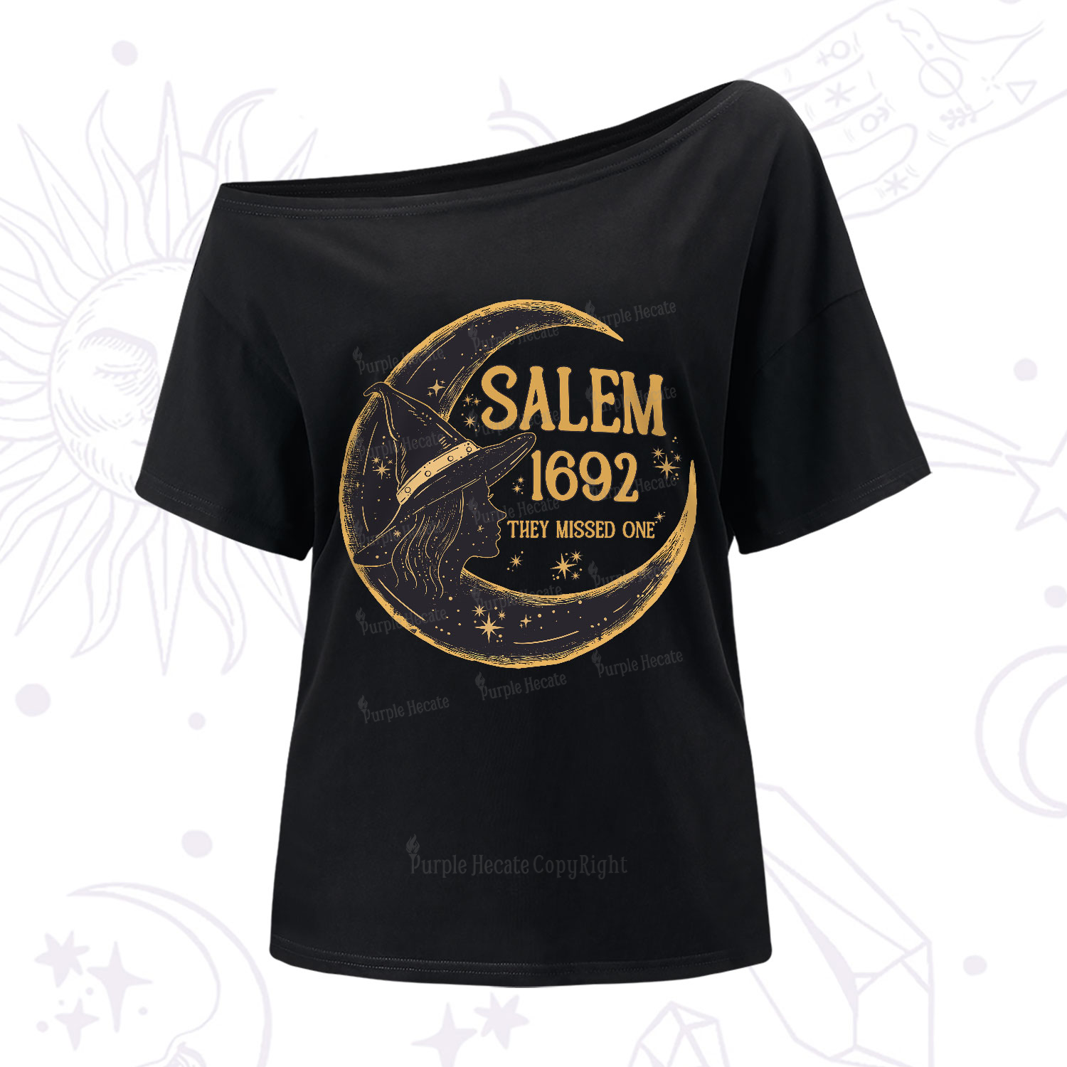 Purplehecate 1692 Salem Witch One-Shoulder T-Shirt