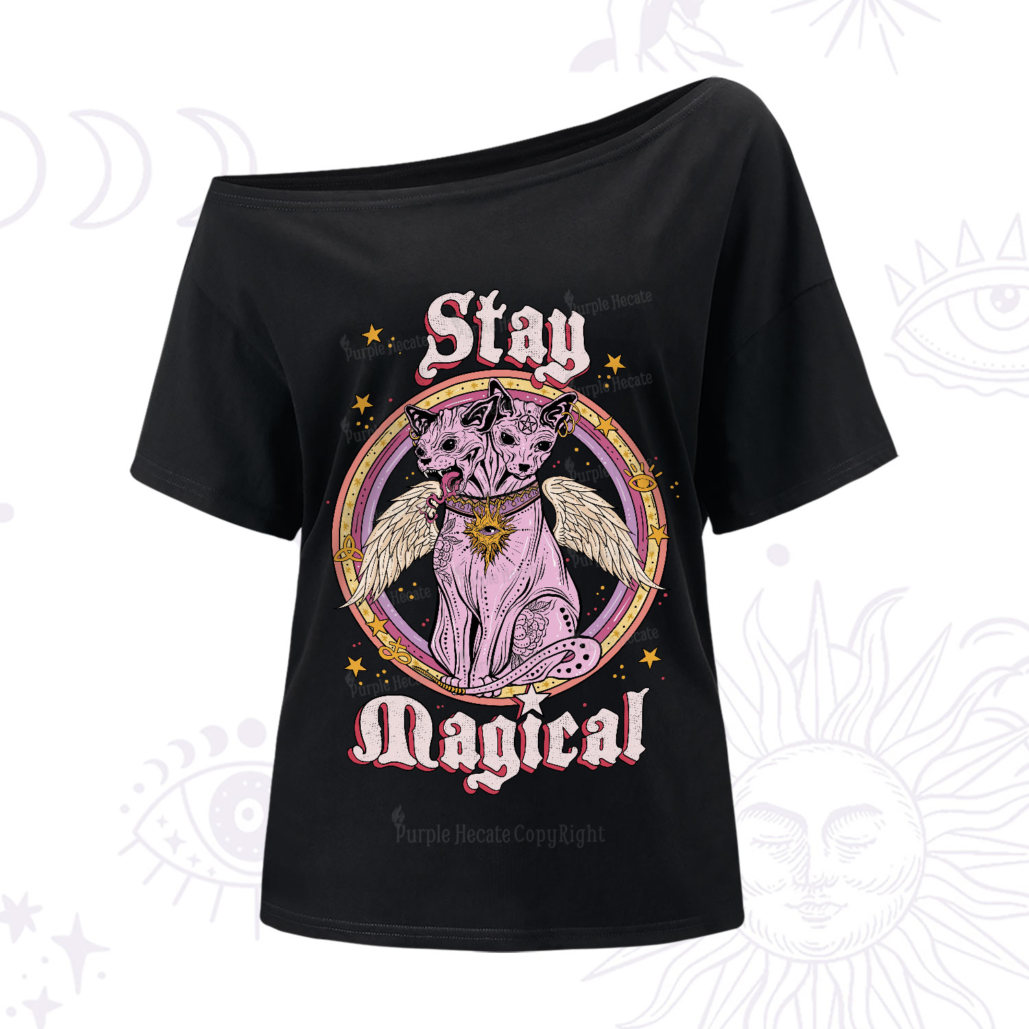Purplehecate Stay Magical One-Shoulder T-Shirt