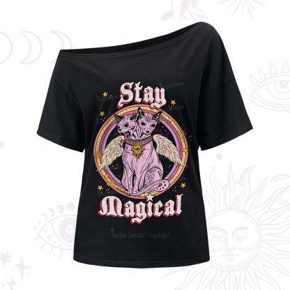 Purplehecate Stay Magical One-Shoulder T-Shirt