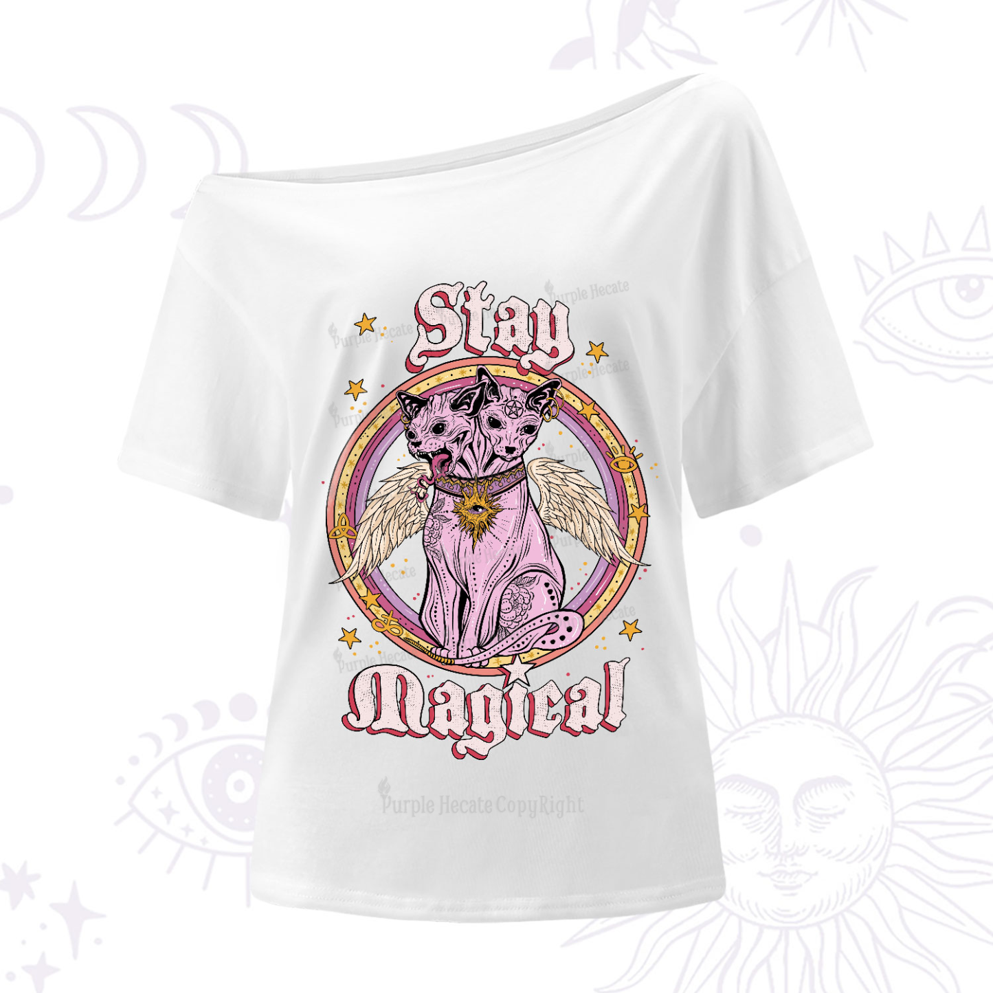 Purplehecate Stay Magical One-Shoulder T-Shirt