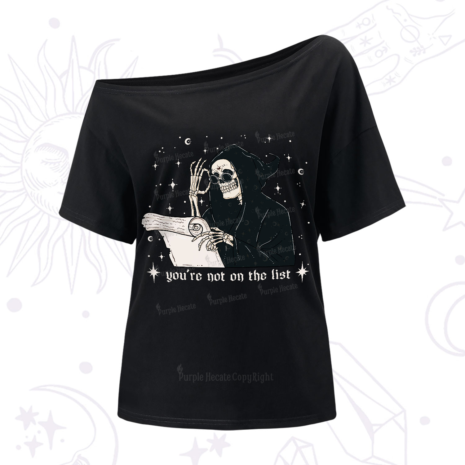 Purplehecate You're Not On The List One-Shoulder T-Shirt