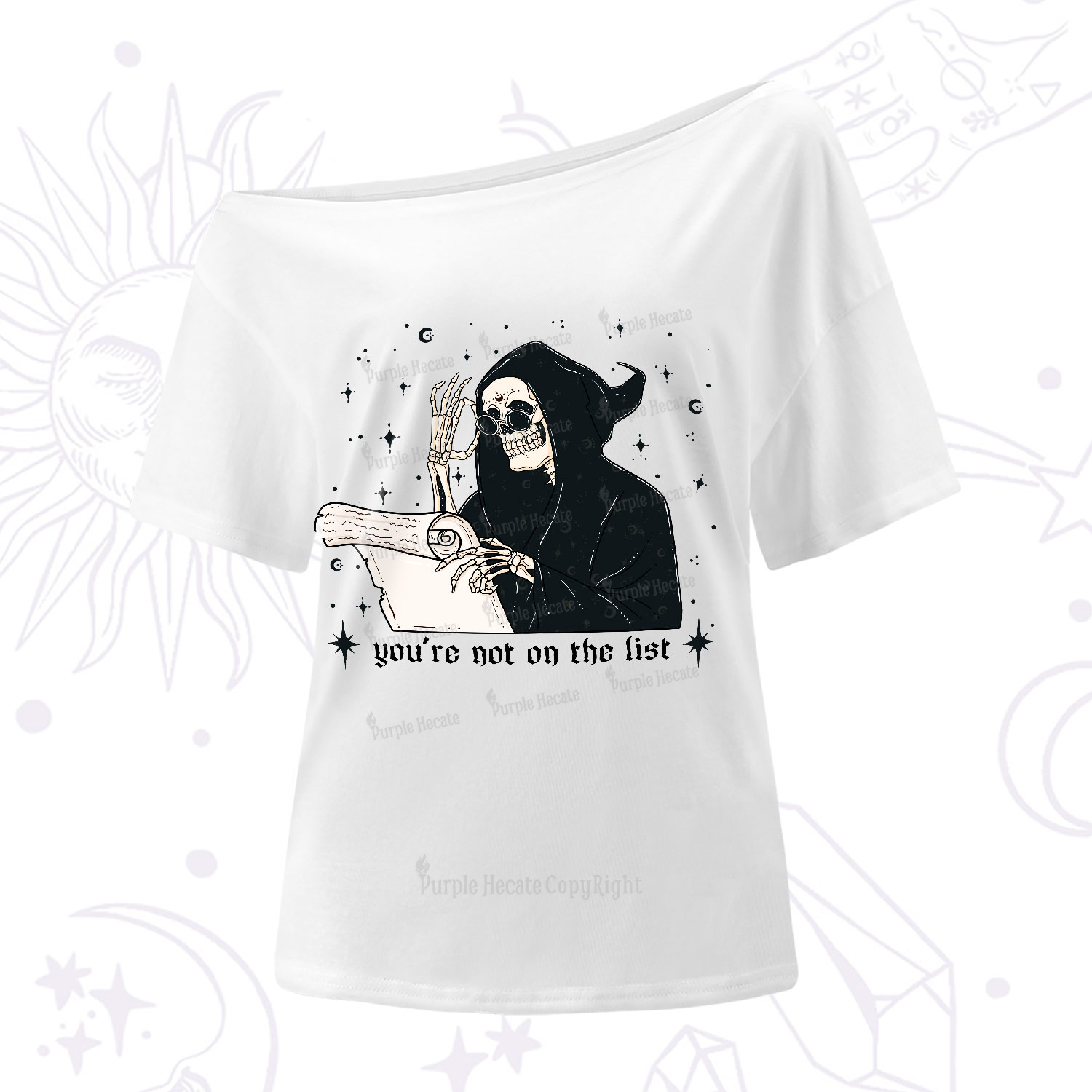 Purplehecate You're Not On The List One-Shoulder T-Shirt