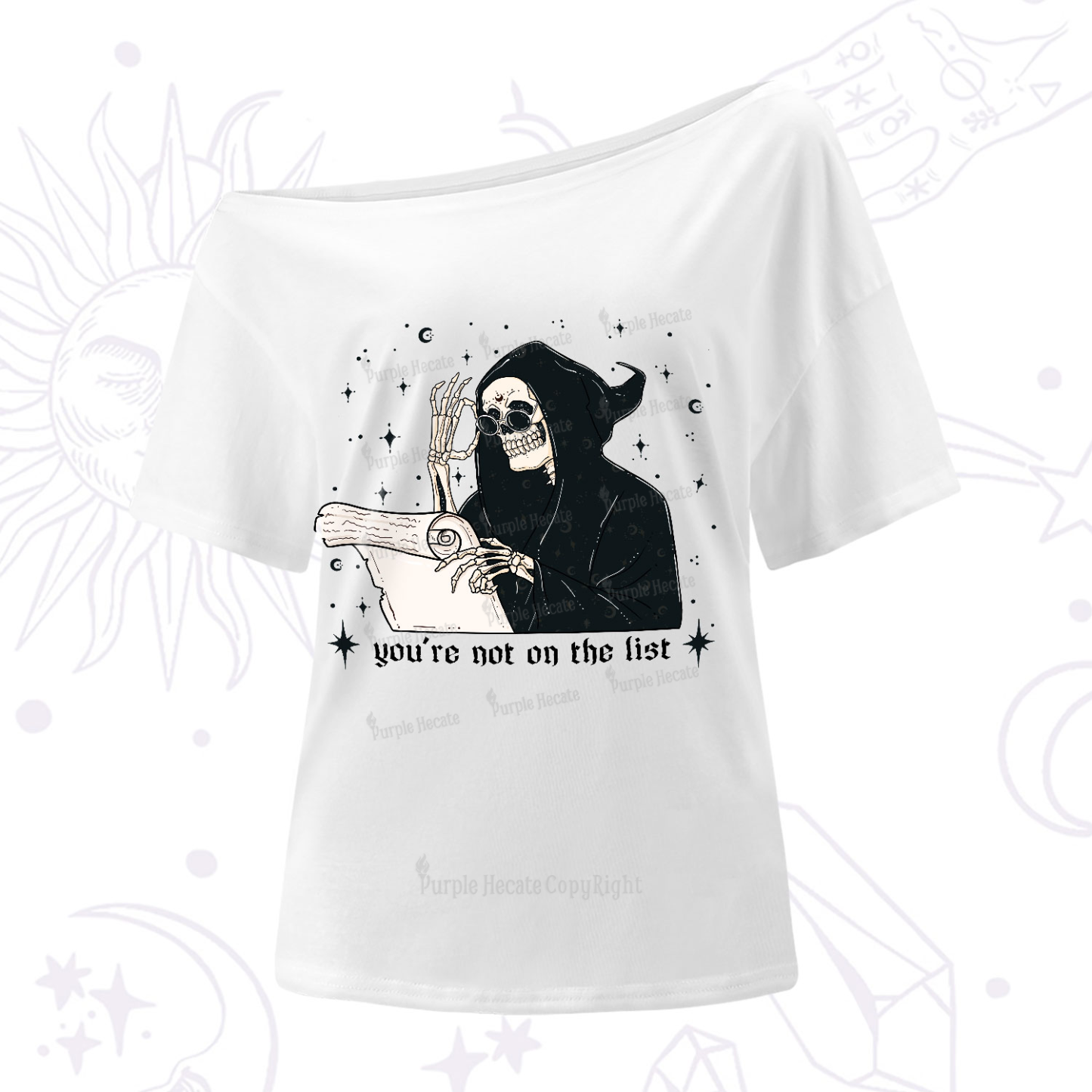 Purplehecate You're Not On The List One-Shoulder T-Shirt