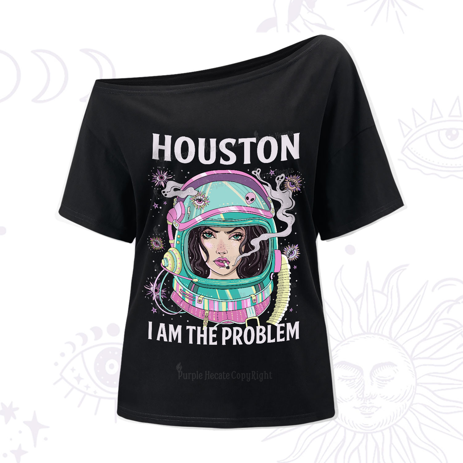Purplehecate Houston I am the problem One-Shoulder T-Shirt