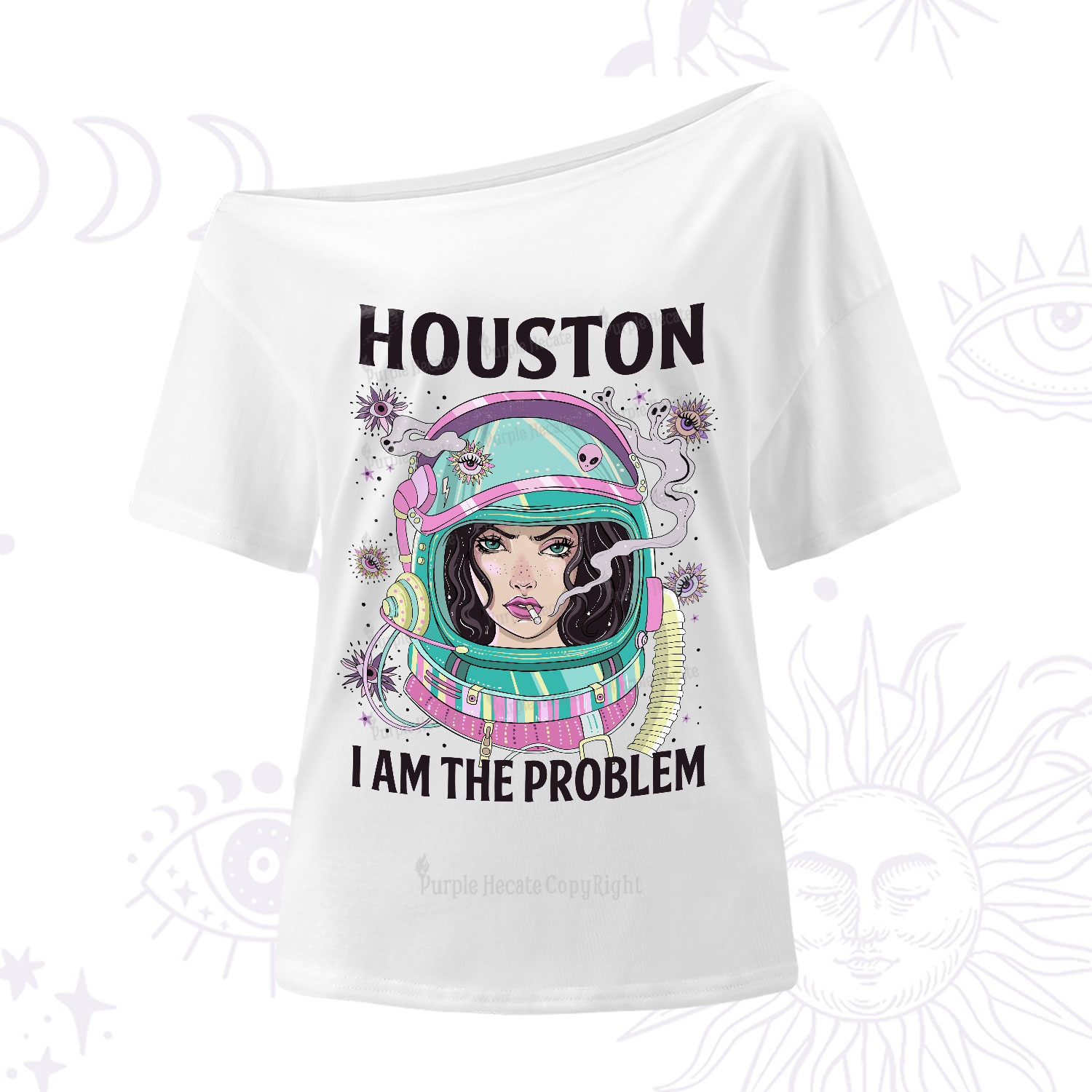 Purplehecate Houston I am the problem One-Shoulder T-Shirt