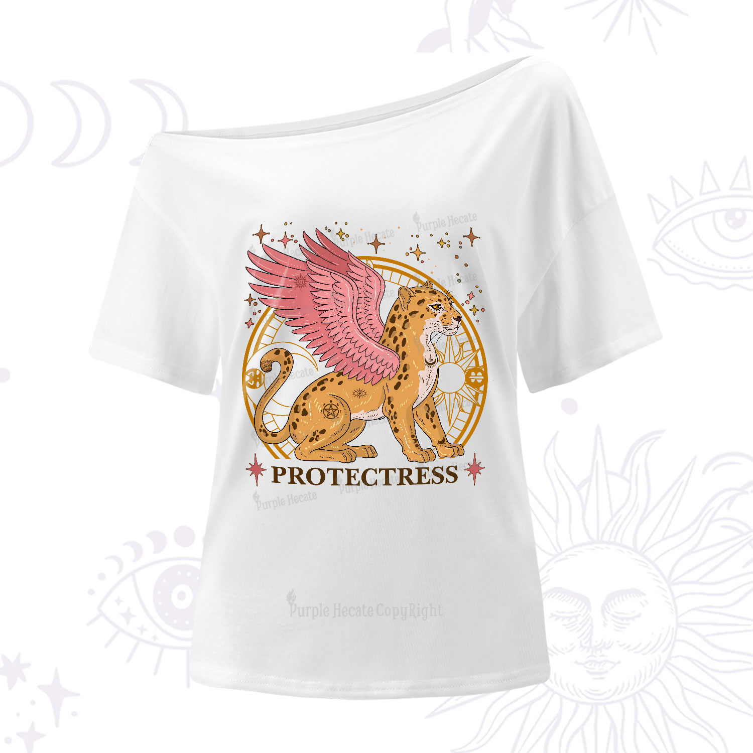 Purplehecate Celestial Protectress One-Shoulder T-Shirt