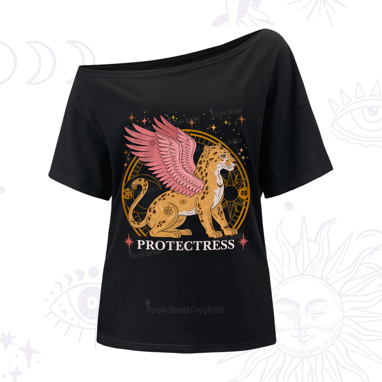Purplehecate Celestial Protectress One-Shoulder T-Shirt