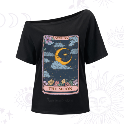 Purplehecate The Moon Tarot Card One-Shoulder T-Shirt