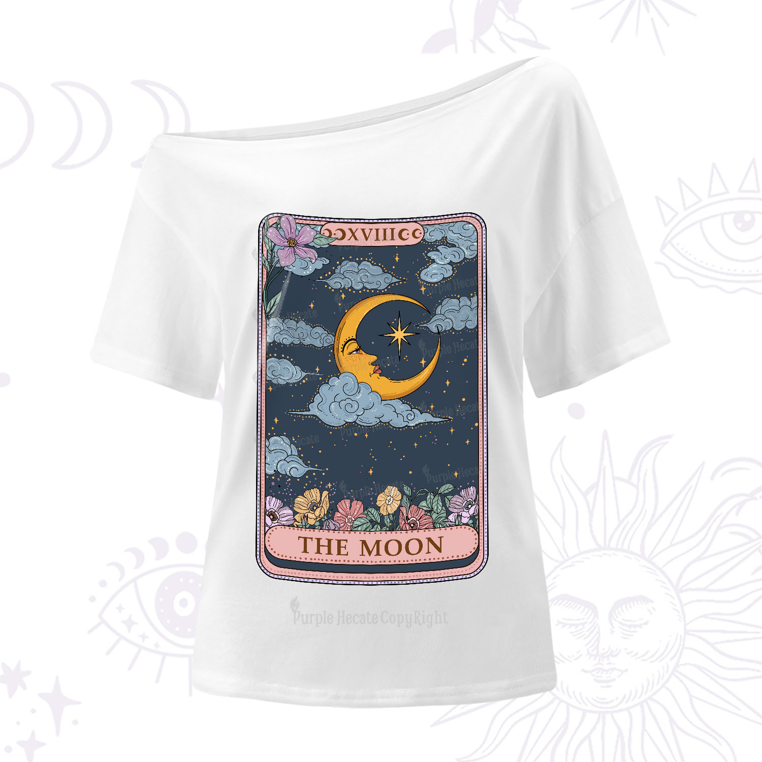 Purplehecate The Moon Tarot Card One-Shoulder T-Shirt