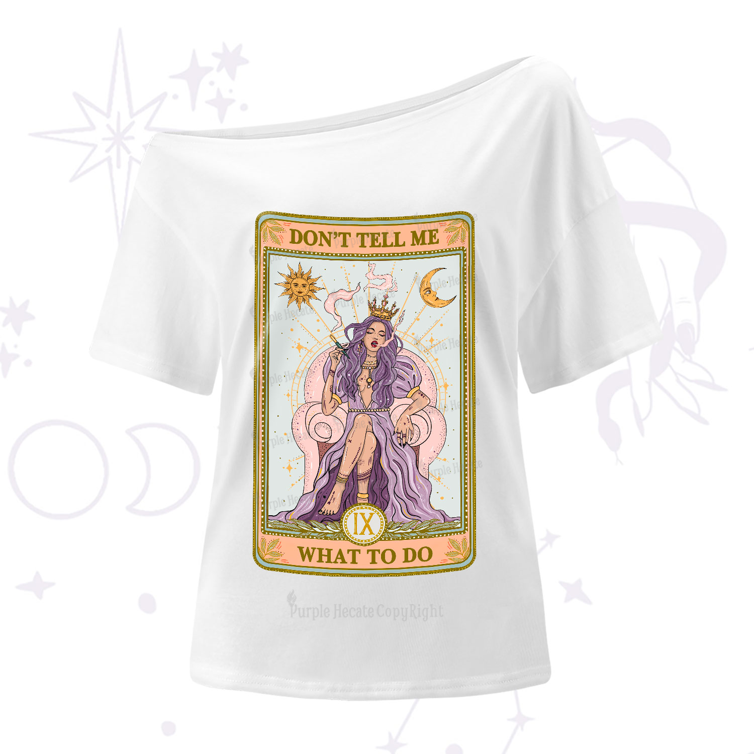 Purplehecate The Don't Tell Me What To Do Oracle Card One-Shoulder T-Shirt