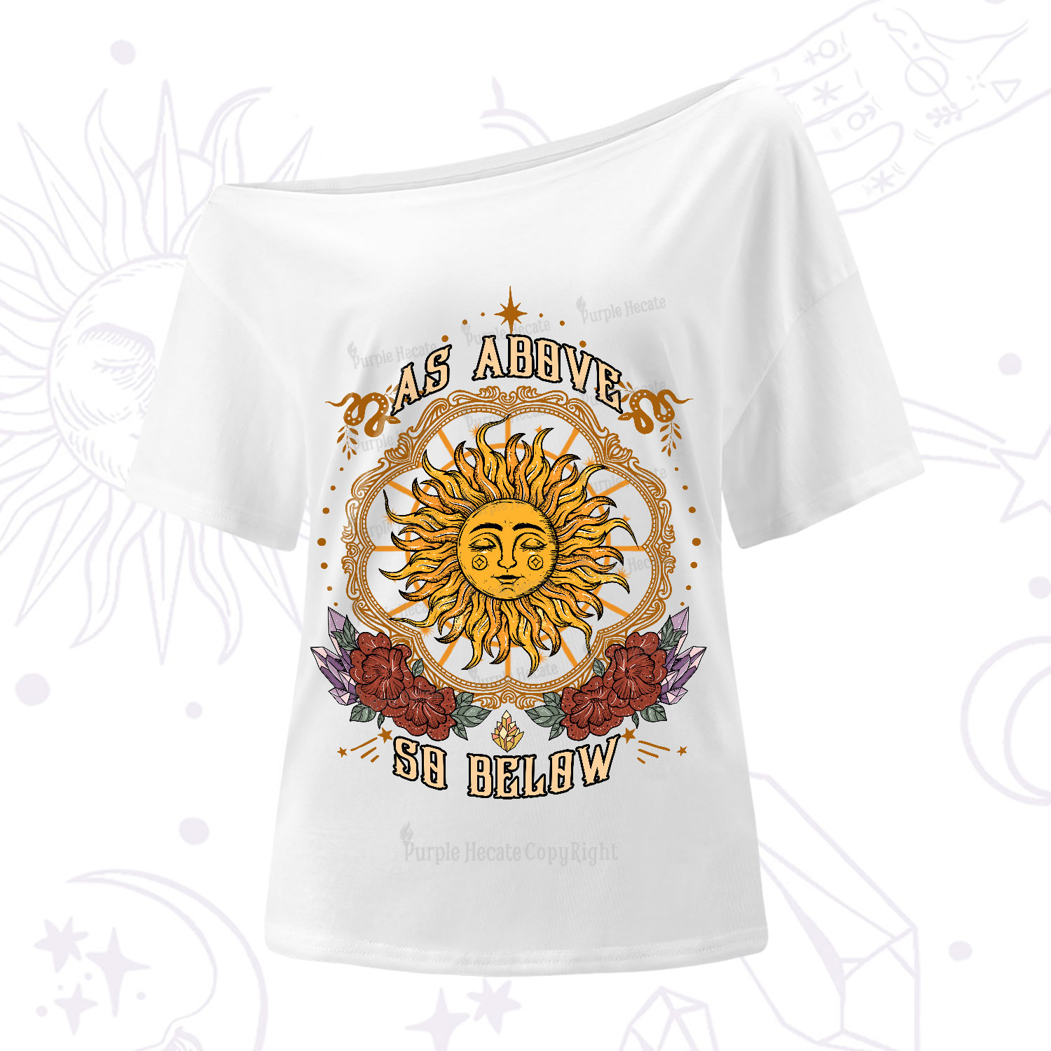 Purplehecate As Above So Below One-Shoulder T-Shirt