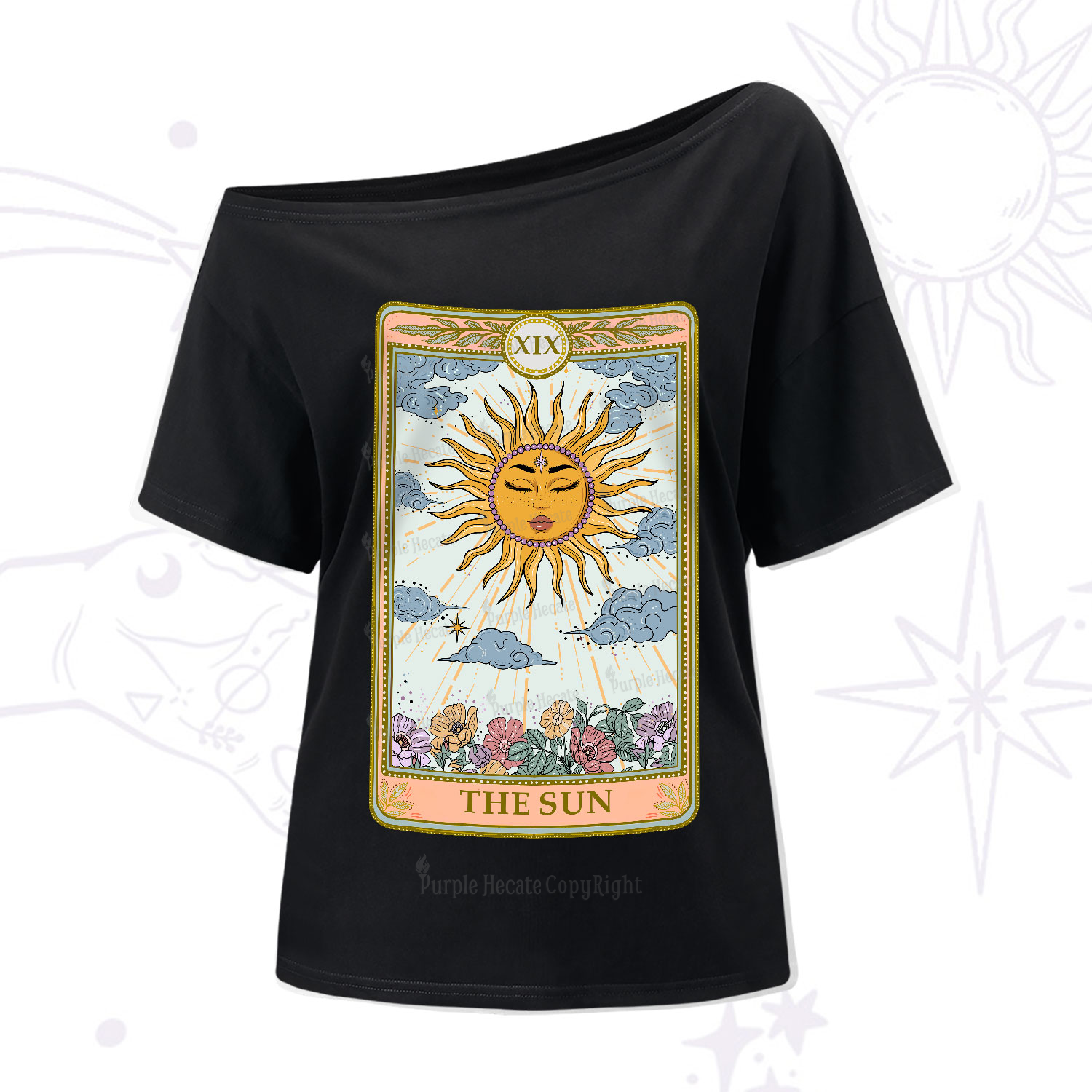 Purplehecate The Sun Tarot One-Shoulder T-Shirt