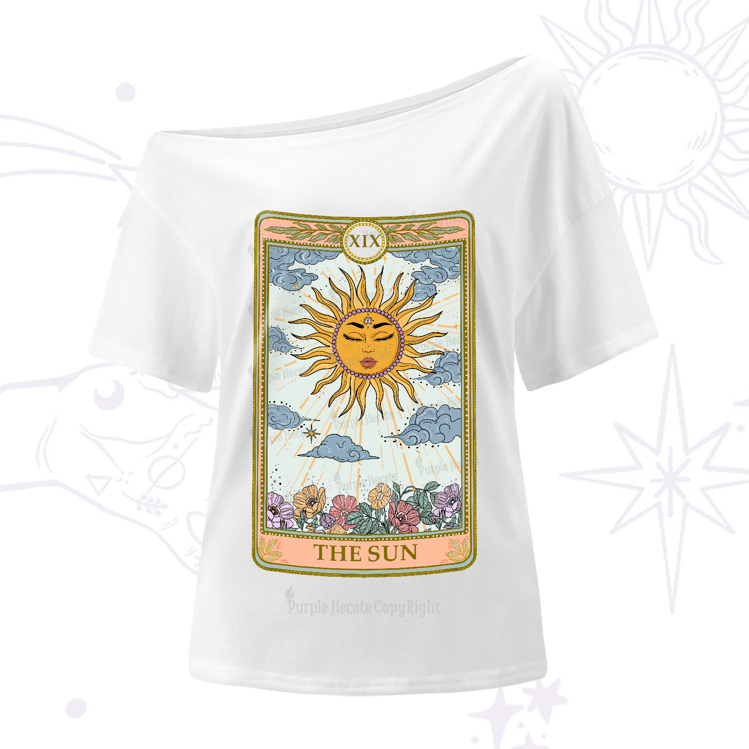 Purplehecate The Sun Tarot One-Shoulder T-Shirt