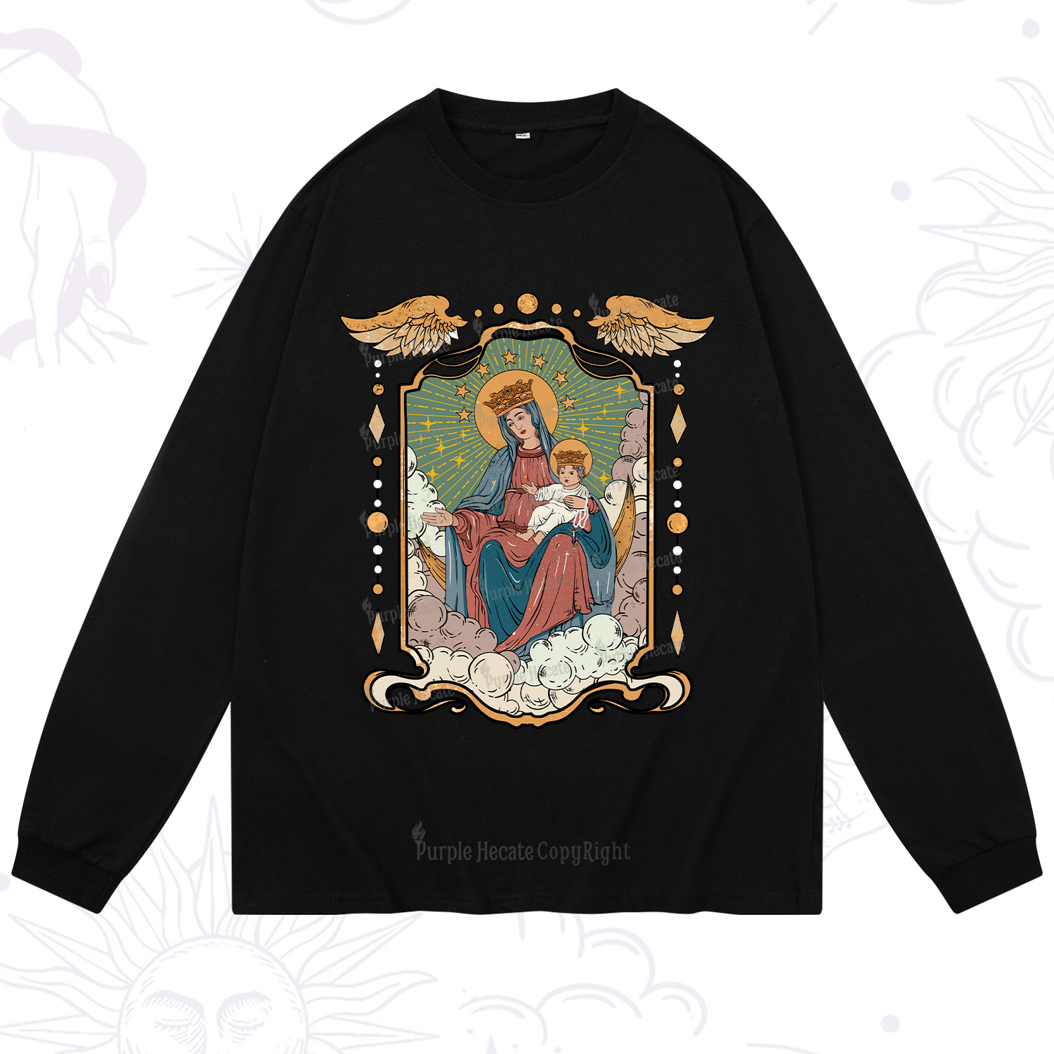 Purplehecate The Lady Of the Rosary Long Sleeve T-Shirt
