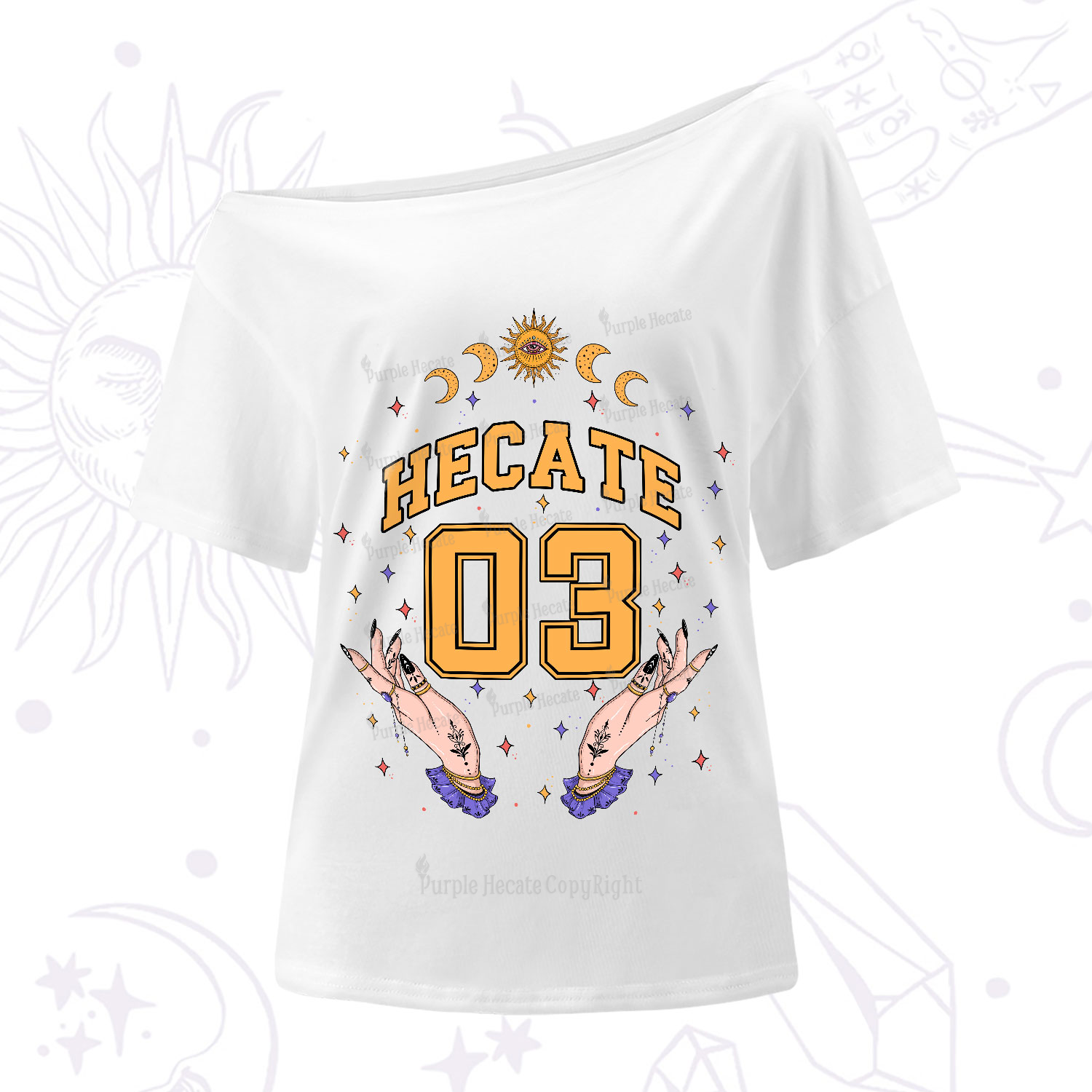 Purplehecate Hecate Moonlight Sorcery One-Shoulder T-Shirt