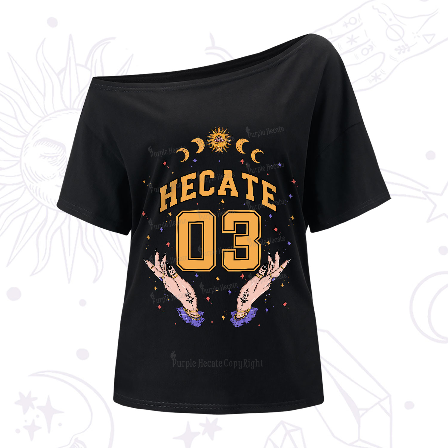 Purplehecate Hecate Moonlight Sorcery One-Shoulder T-Shirt