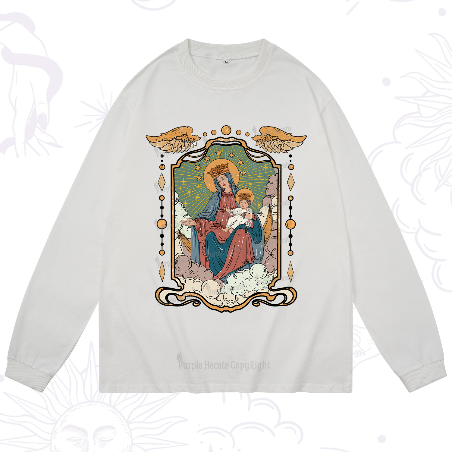 Purplehecate The Lady Of the Rosary Long Sleeve T-Shirt
