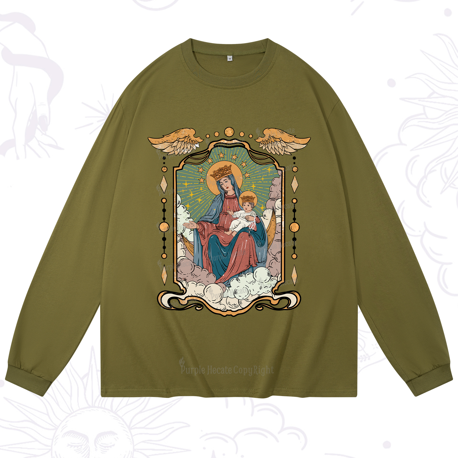 Purplehecate The Lady Of the Rosary Long Sleeve T-Shirt