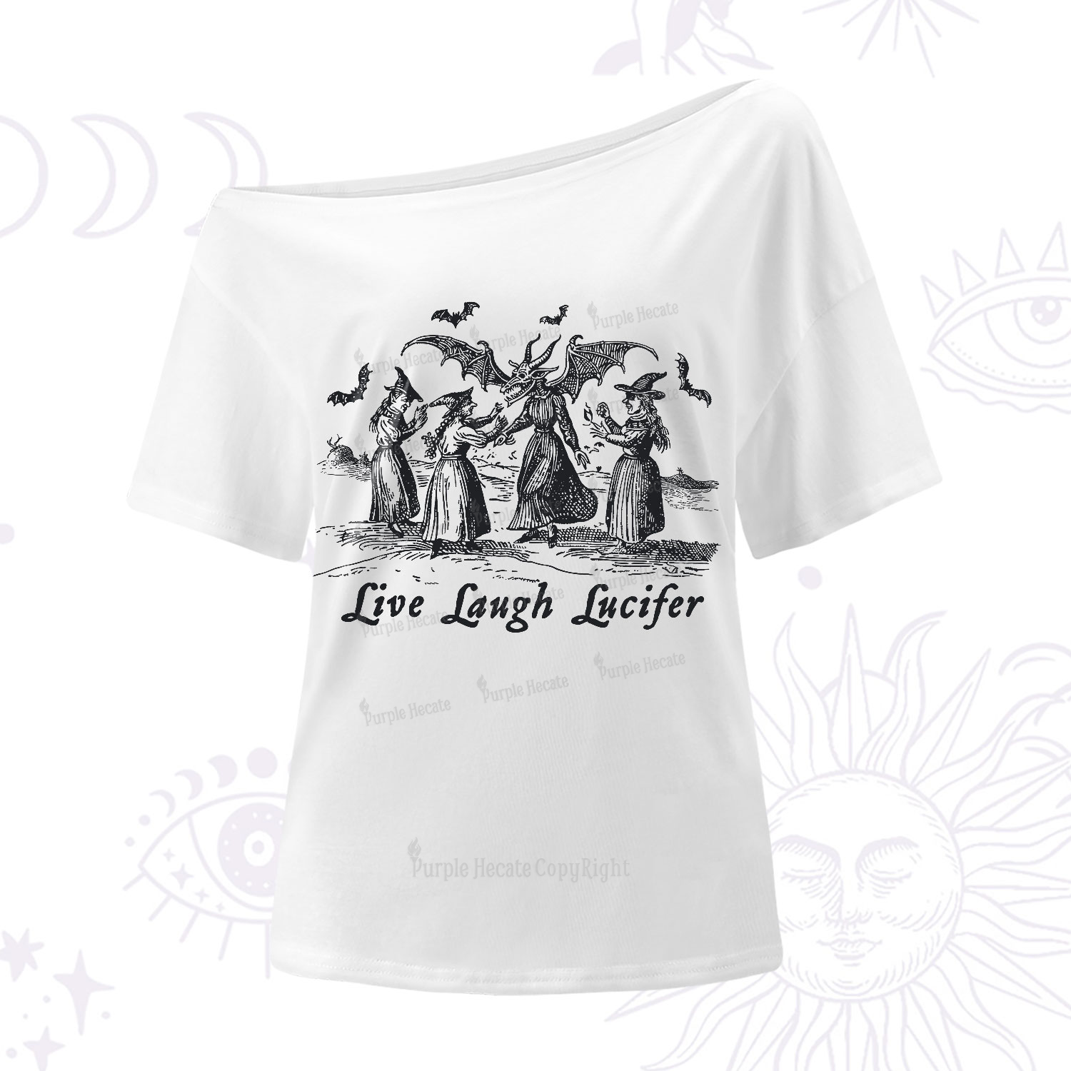 Purplehecate Live Laugh Lucifer Occult One-Shoulder T-Shirt