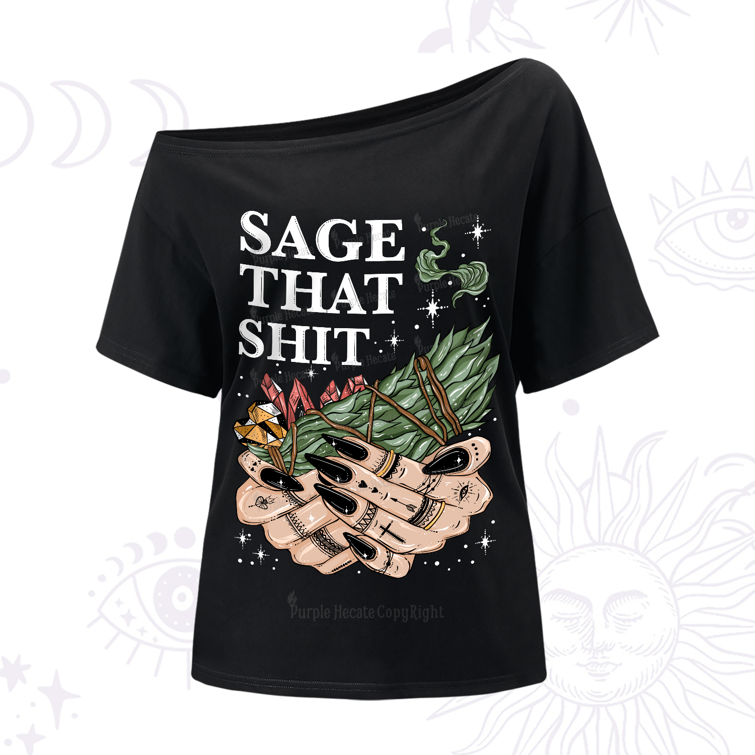 Purplehecate Smudge That Shit One-Shoulder T-Shirt