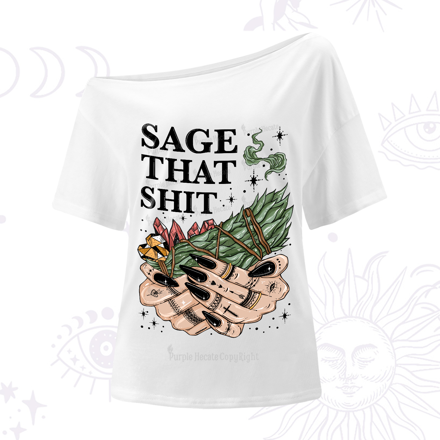 Purplehecate Smudge That Shit One-Shoulder T-Shirt