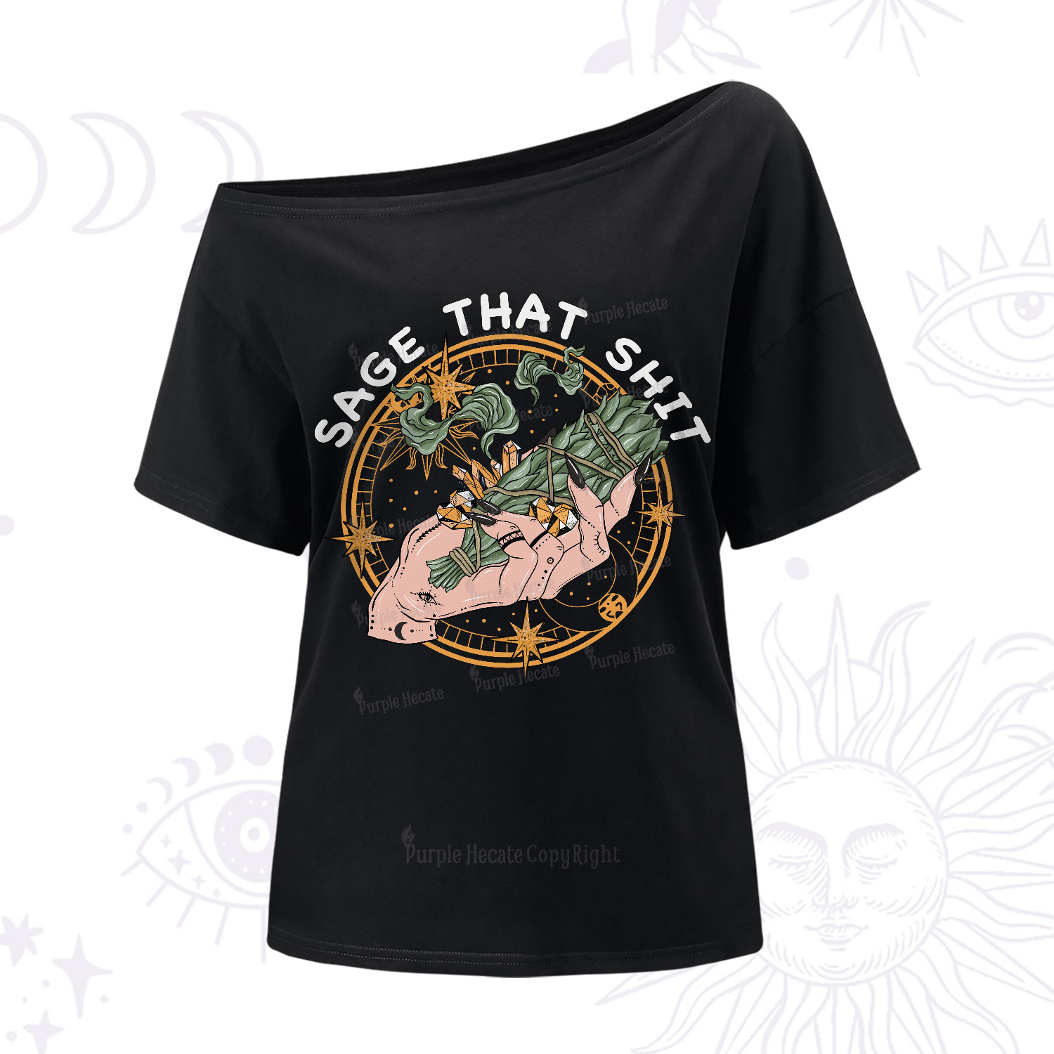 Purplehecate Smudge That Shit One-Shoulder T-Shirt