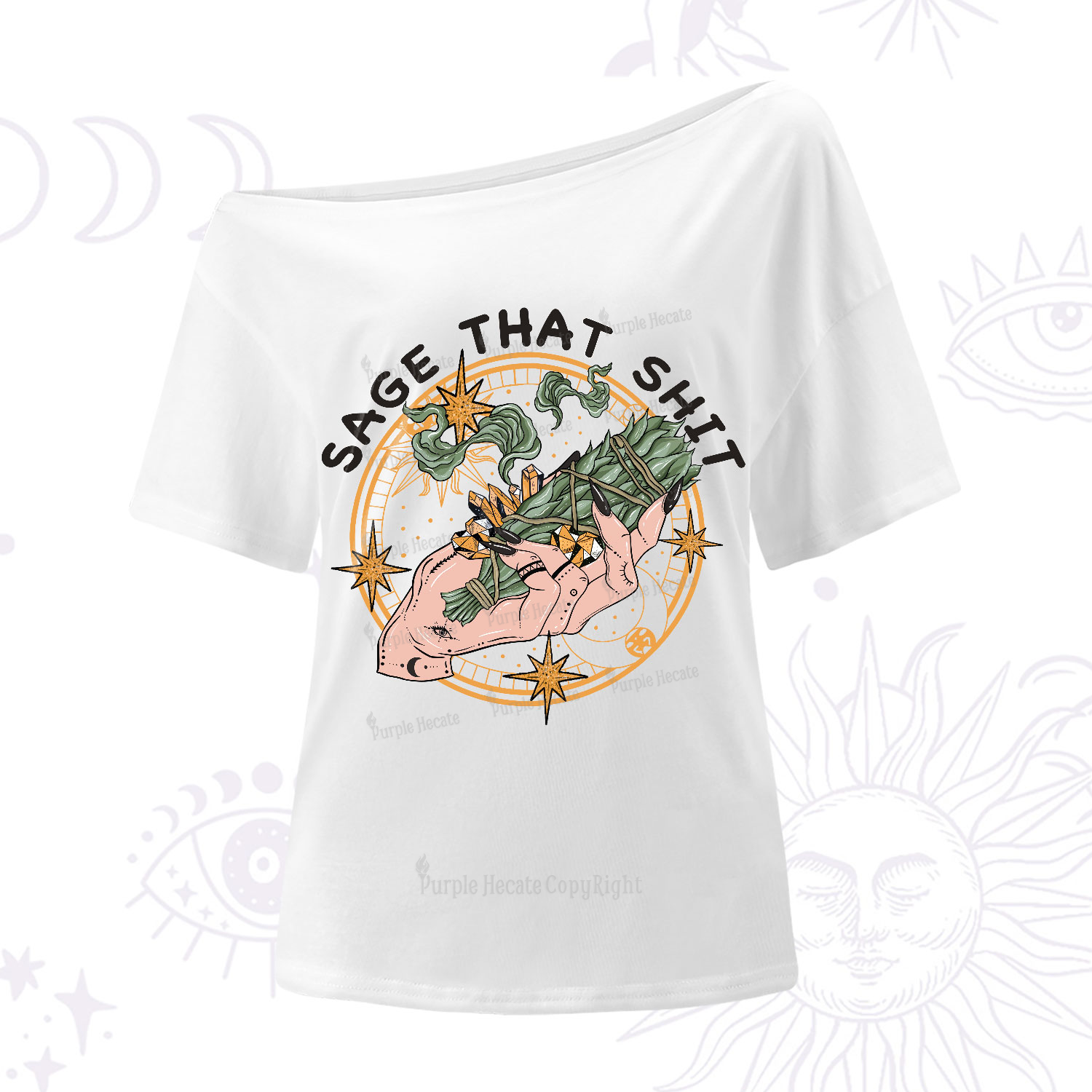 Purplehecate Smudge That Shit One-Shoulder T-Shirt